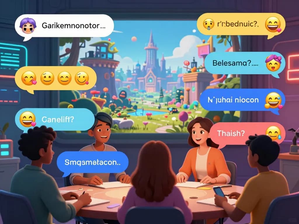 Exciting spicy chat interactions among diverse animated characters in a vibrant digital environment.