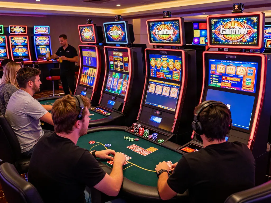 Players enjoying interactive games at independent casinos not on GamStop in a vibrant atmosphere.