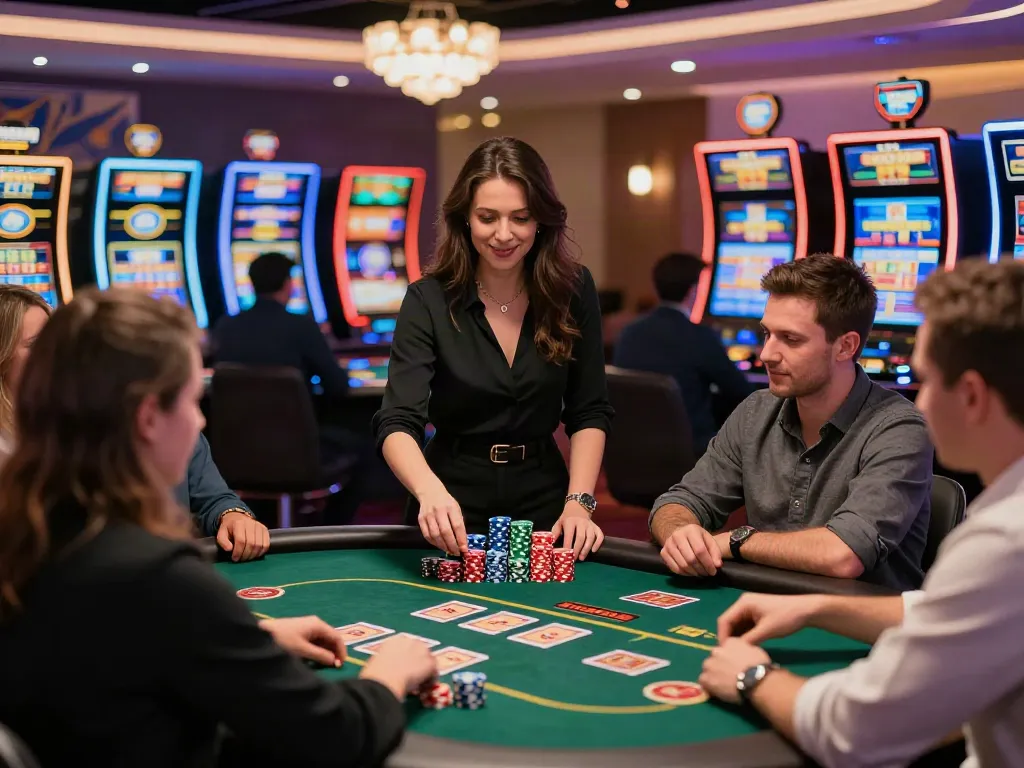 Players enjoying games at independent casinos not on GamStop, showcasing a vibrant casino atmosphere.