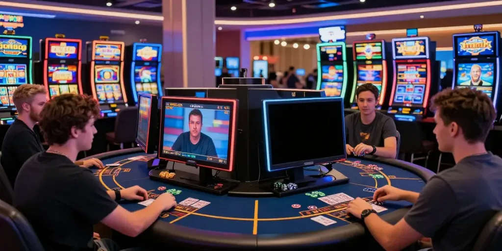 Players enjoying gaming activities at independent casinos not on Gamstop in a vibrant online casino.