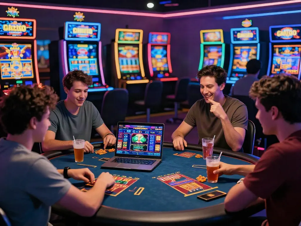 Exciting gaming scene at independent casinos not on gamstop with diverse players enjoying virtual games.