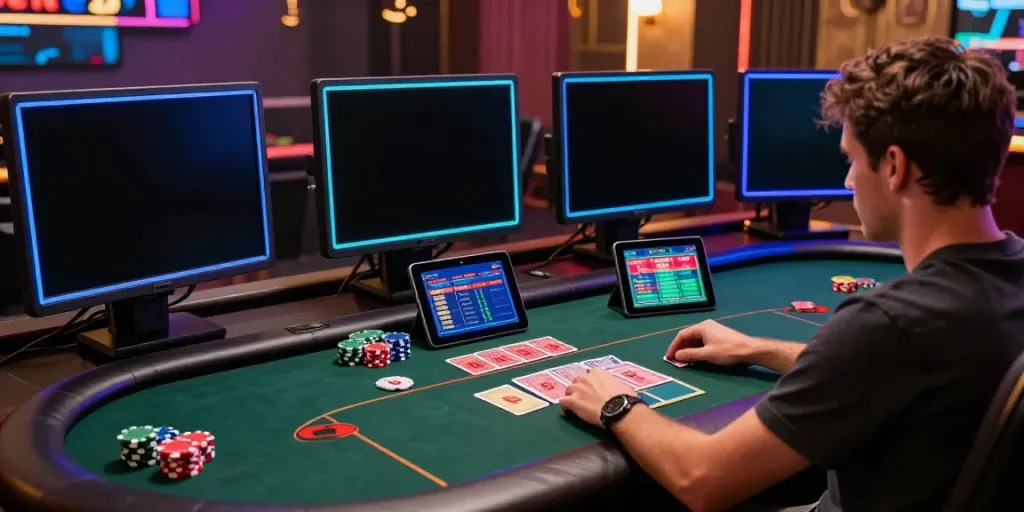 Player enjoying independent casinos not on GamStop at a modern gaming setup.