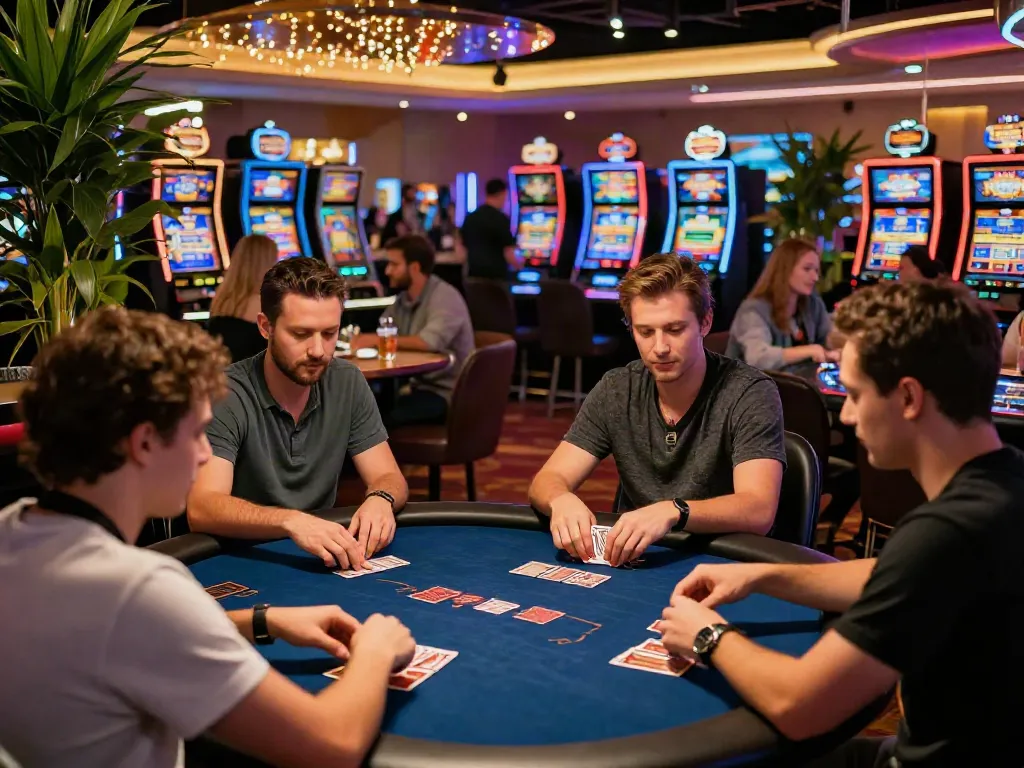 Players enjoying a lively atmosphere at independent casinos not on GamStop.