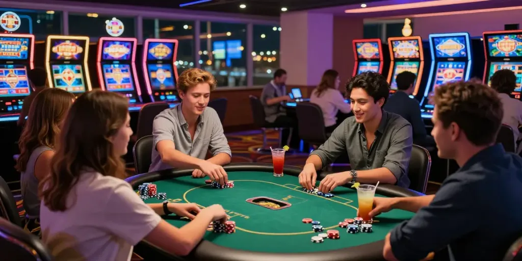 Friends enjoying gaming at independent casinos not on gamstop.