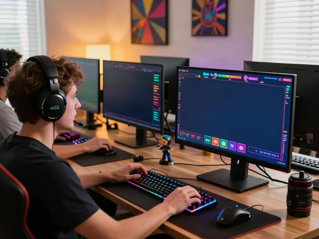 Engaging setup for independent casinos not on gamstop featuring a vibrant gaming scene with a player and exciting visuals.