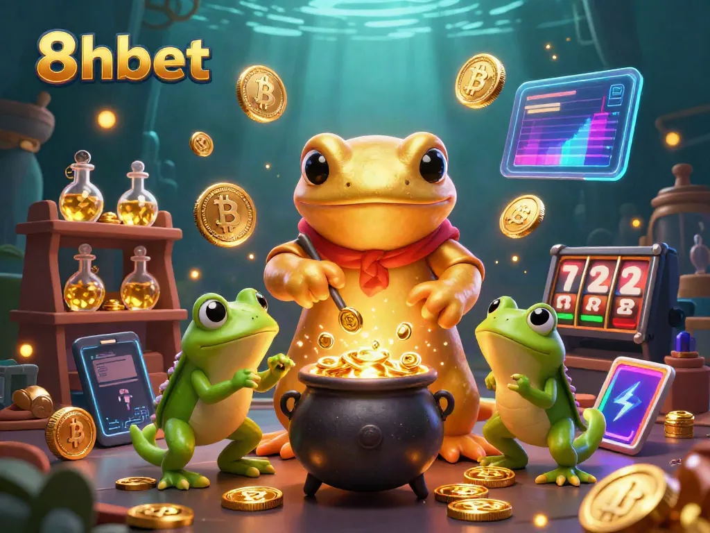 Engage in thrilling gameplay at 8xbet with vibrant casino elements and alchemist characters.