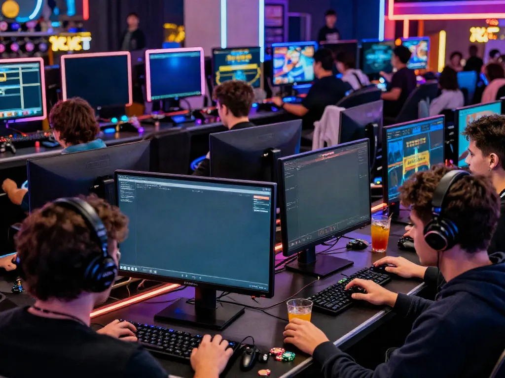 Engaged players at independent casinos not on GamStop in a vibrant online gaming environment.
