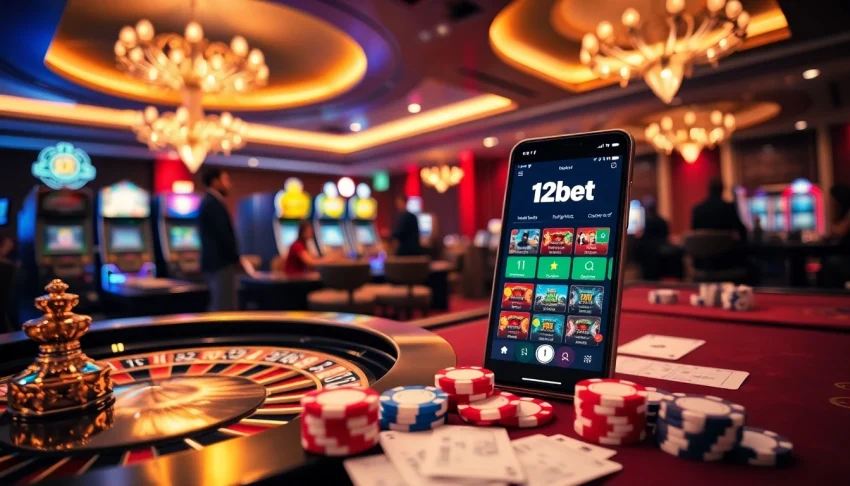 Experience the excitement of winning at 12bet with vibrant casino visuals and engaging betting activities.