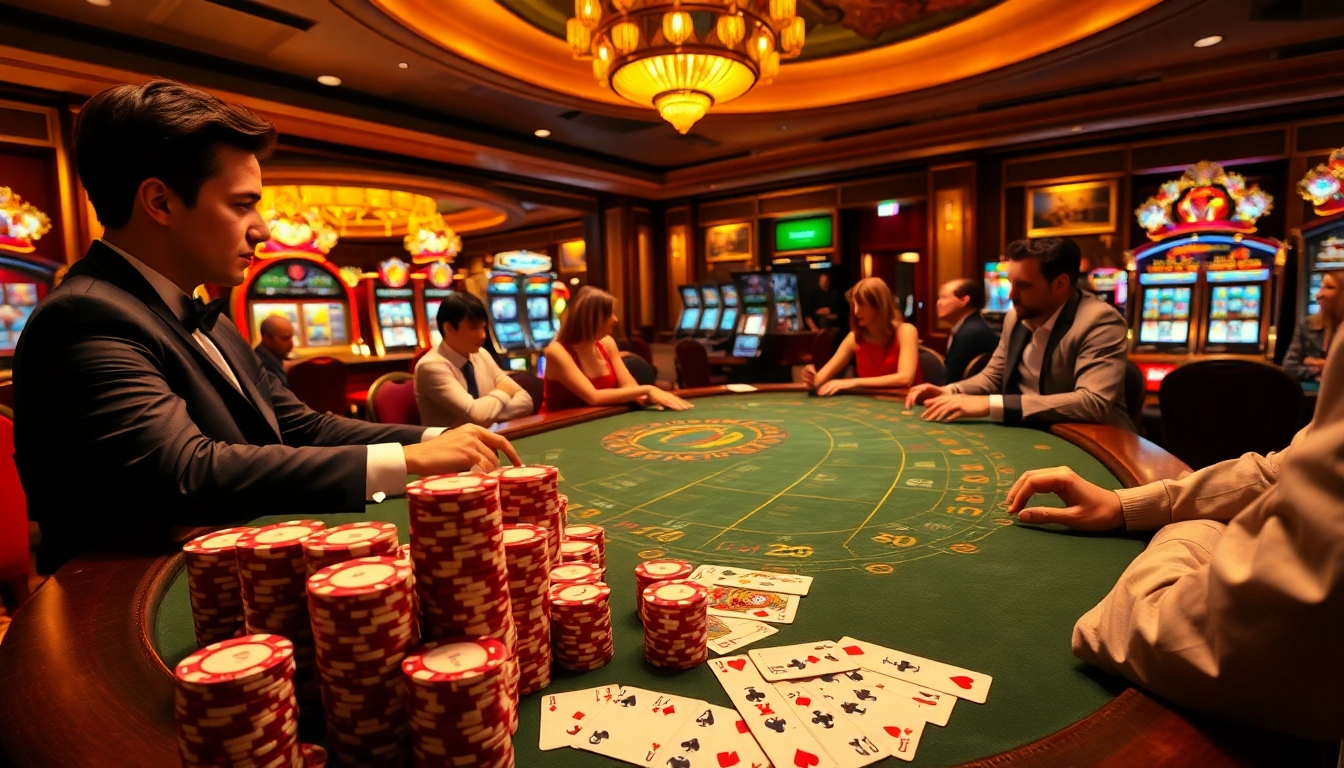 Experience excitement at the blackjack table featuring https://rikvip.college/ with vibrant poker chips and dedicated players.