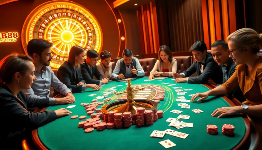 Engaging players at the ib88 casino table, where excitement meets strategy and luxury.