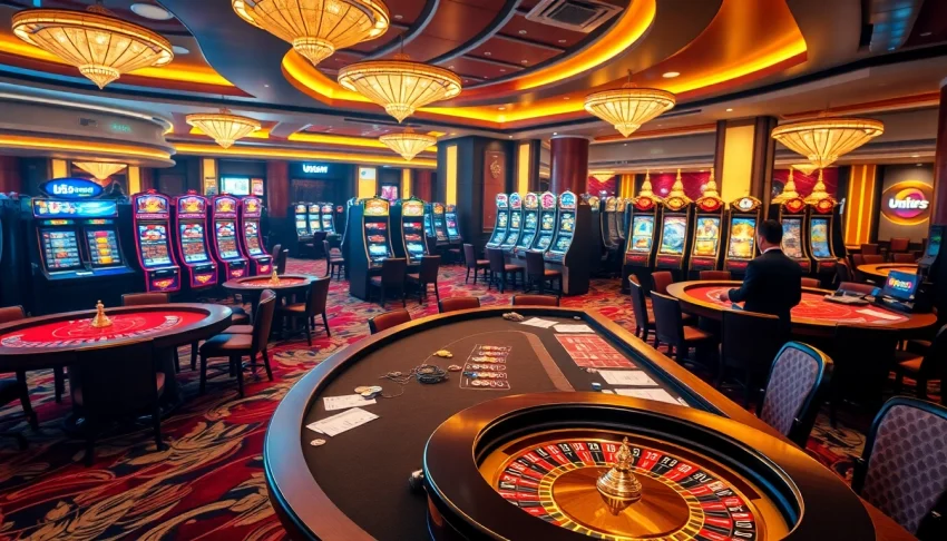 Players enjoying a luxurious gambling experience at U888 casino tables with vibrant games.