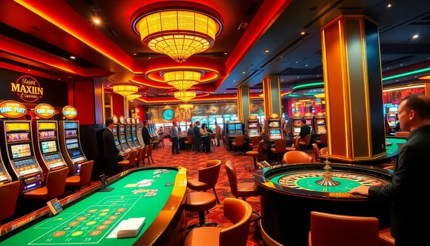 Experience the thrilling atmosphere of max88 vin casino gaming with vibrant slot machines and professional dealers.