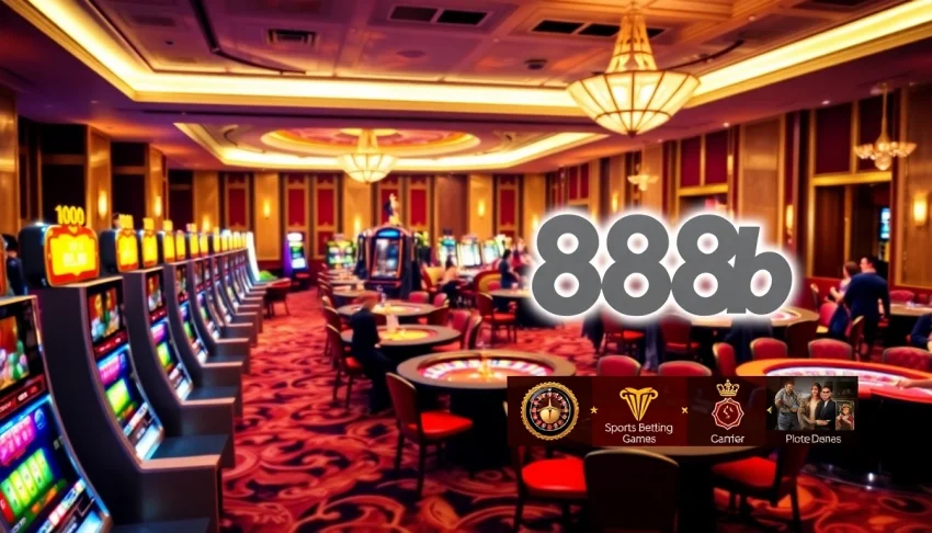 Experience the thrill of casino gaming with nhà cái 888b showcasing vibrant tables and slot machines.