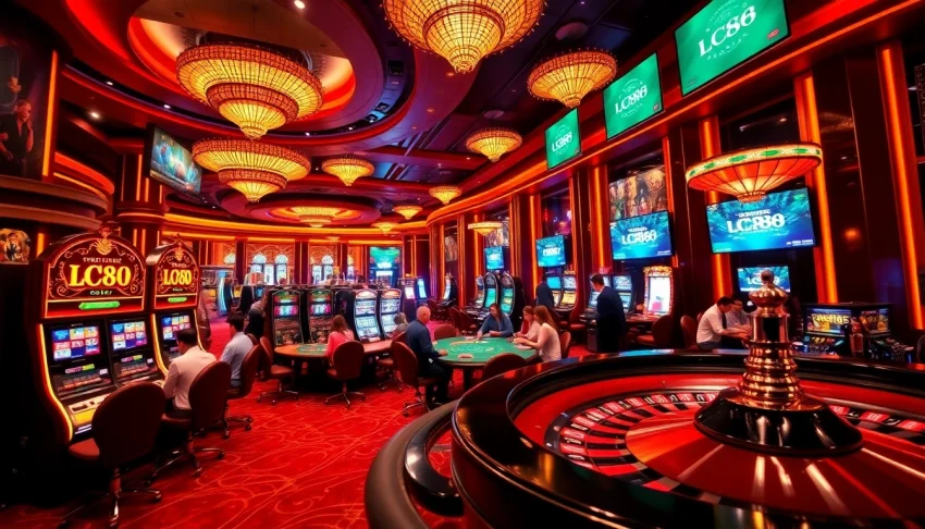 Experience the excitement of lc88 casino with vibrant gaming scenes and enthusiastic players.