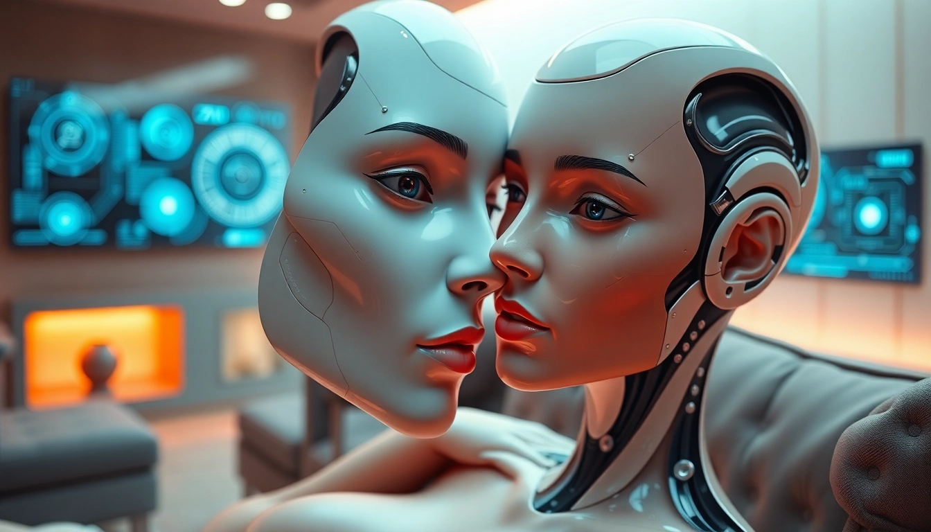 AI sex companion in a stylish modern setting, showcasing advanced technology and intimacy.