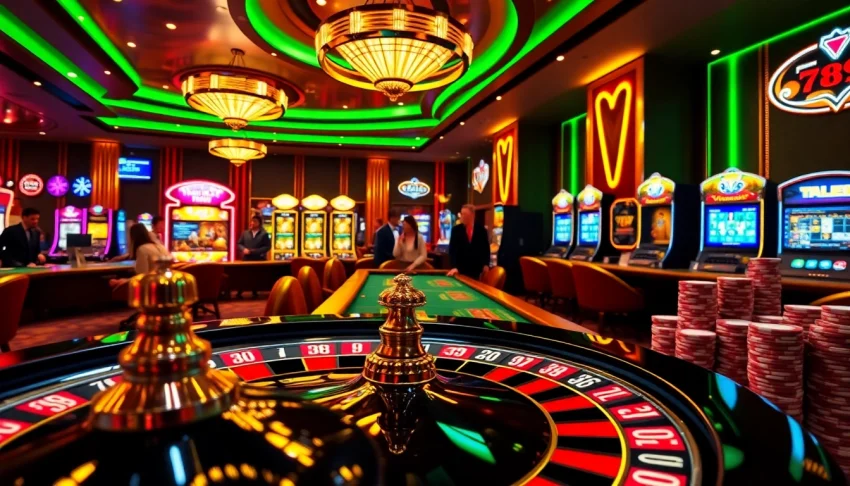 Experience the excitement of 789club with luxurious casino tables and vibrant slot machines.