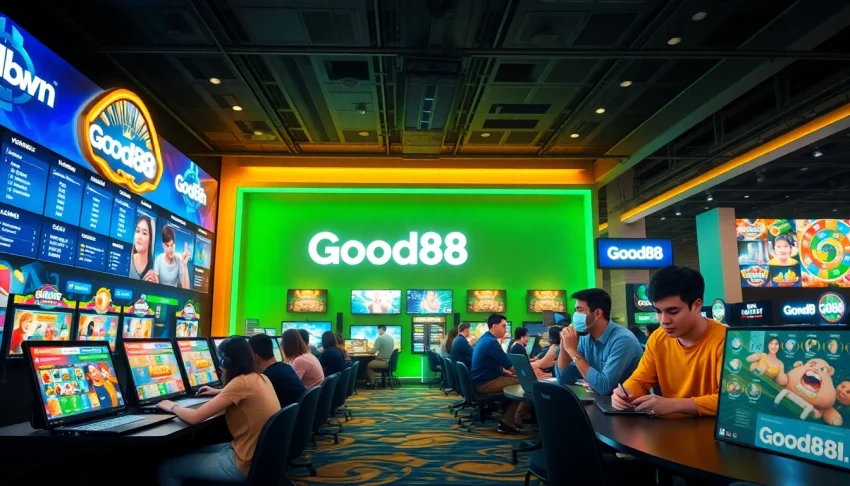 Engaging online casino gaming scene highlighting good88.hu.net with players enjoying diverse games.