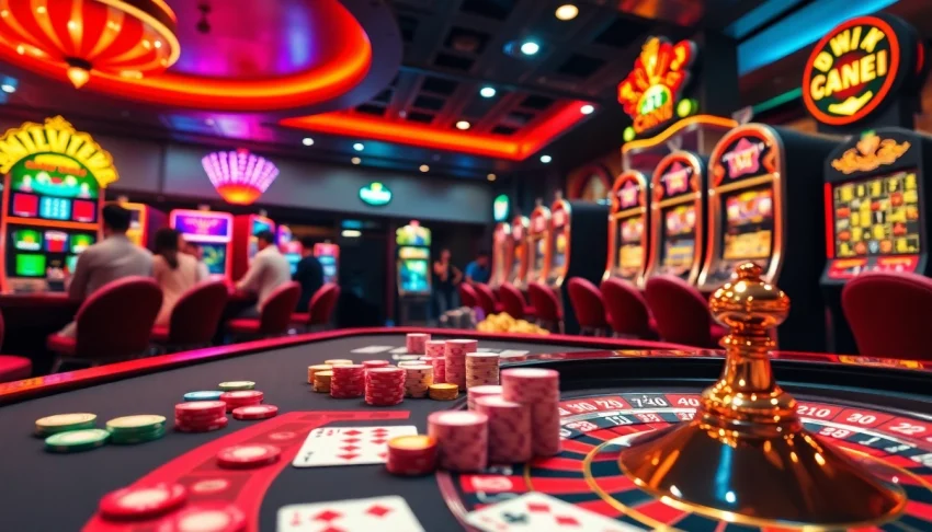 Siu88 casino scene featuring vibrant tables, poker chips, and luxury gambling atmosphere.