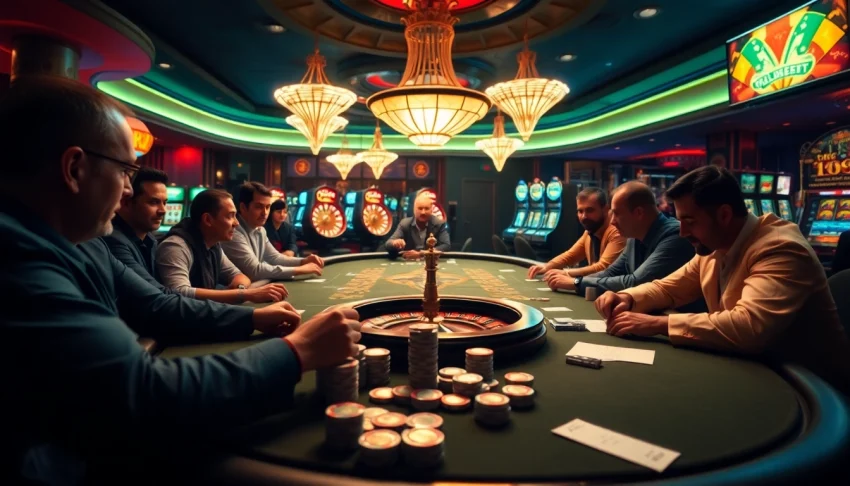 High-stakes poker action at MK8 casino, showcasing intense gameplay and vibrant atmosphere.