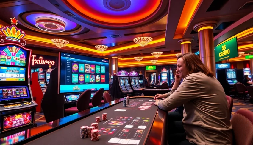 Experience the thrill of five88 casino gaming with vibrant slot machines and engaging poker players.