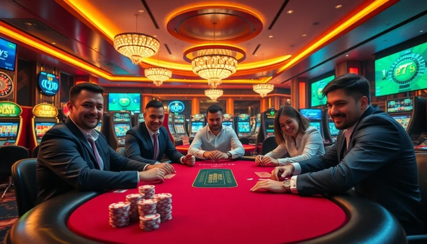 Exciting poker scene with players at https://jun88pl.com/, showcasing luxury casino gaming.