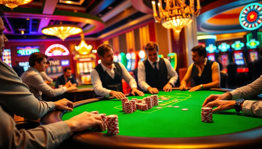 Engage in thrilling games at https://rr88.navy/ with vibrant poker chips and a dazzling casino atmosphere.
