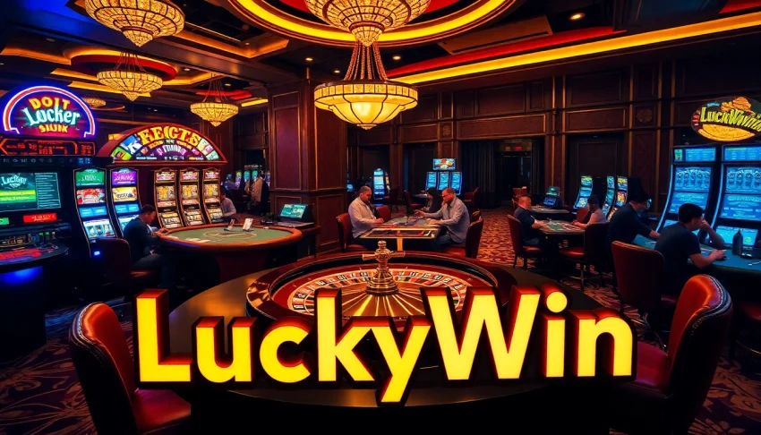 Experience the excitement of winning at the LuckyWin casino with vibrant slot machines and roulette.