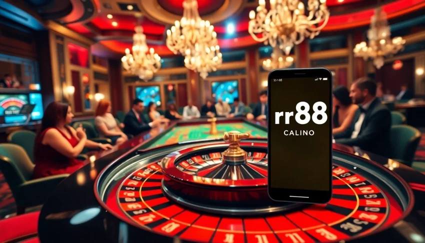 Experience the thrill of gambling at rr88com with players enjoying a luxurious casino ambiance.