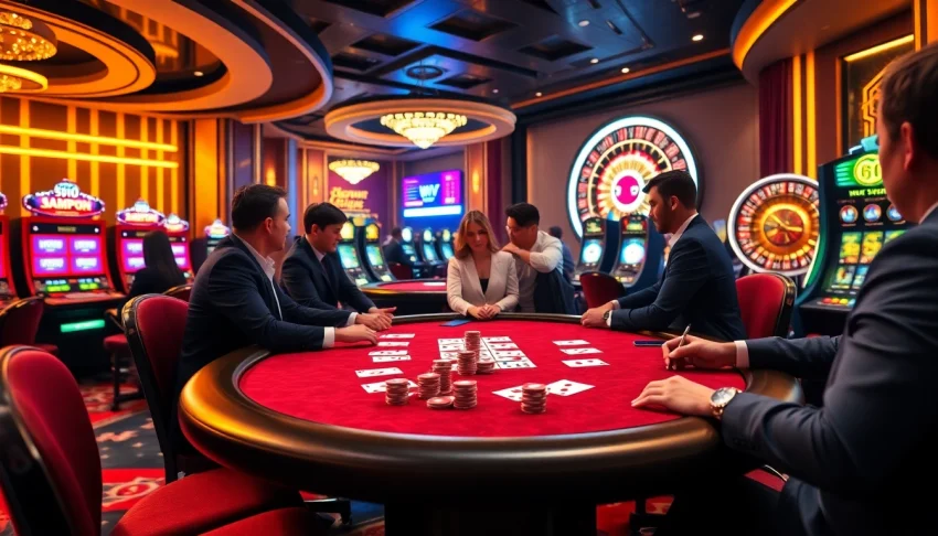 Betting at 98win com casino featuring vibrant tables, slot machines, and exciting gameplay.