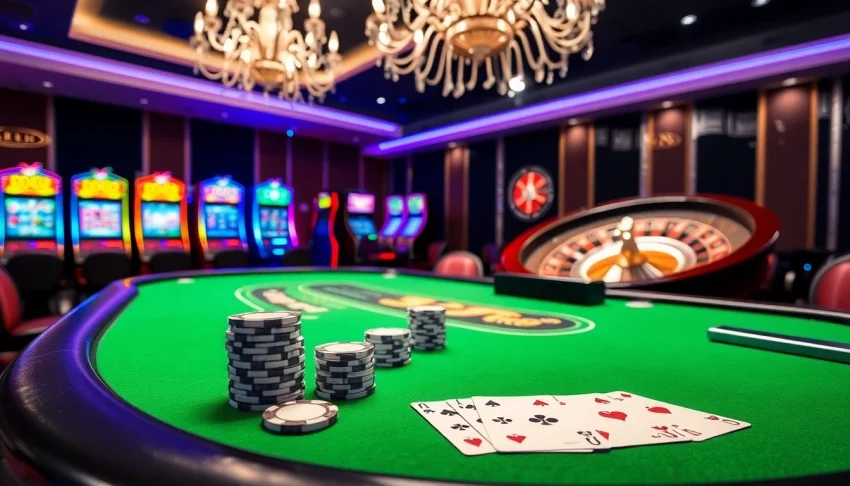 Experience the thrill of xin88 with vibrant casino tables and exciting slot machines.