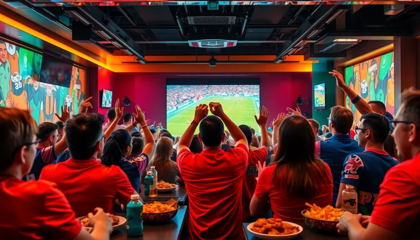 Fans enjoying a live football match on vaoluoi tv with vibrant HD visuals and excitement.