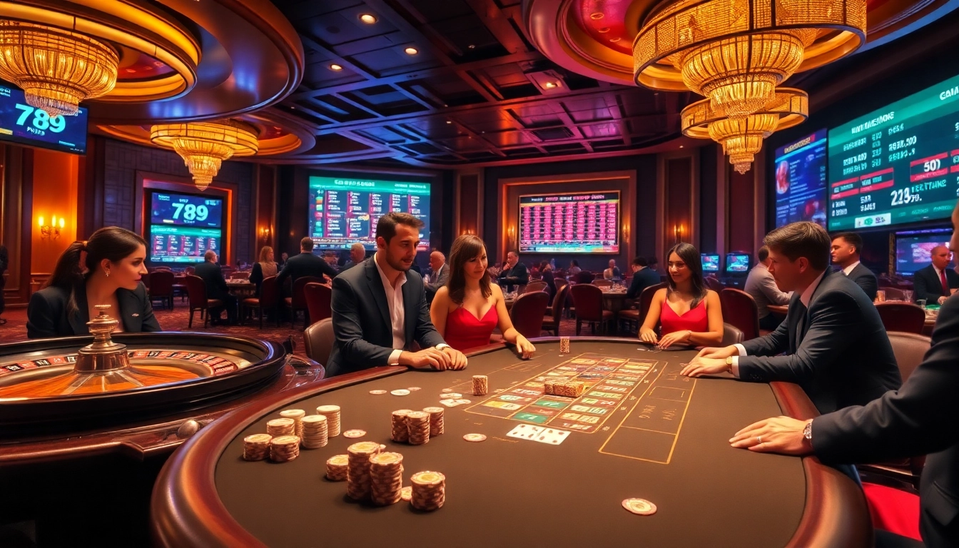 Experience thrilling gameplay at 789 club with poker tables and roulette wheels.