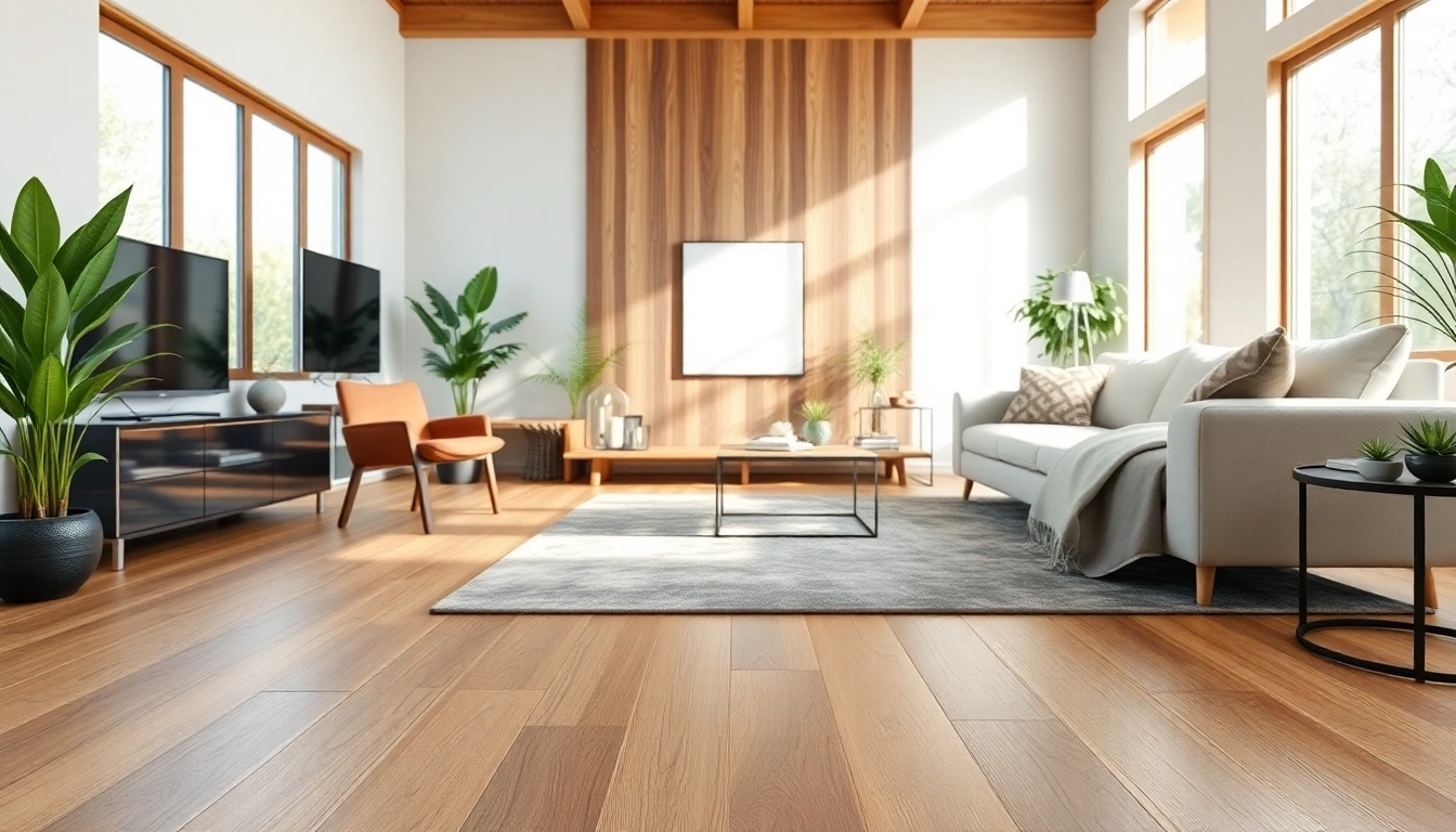 Experience the beauty of waterproof vinyl flooring enhancing a stylish living room.