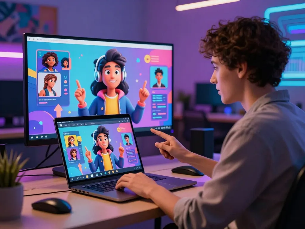 Engaging character AI NSFW interaction in a vibrant digital workspace with advanced AI interface.