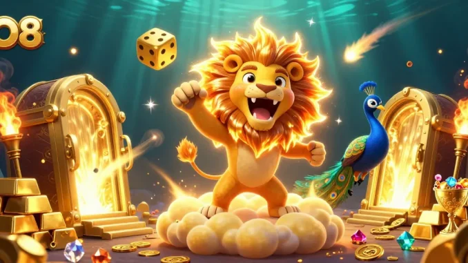O8's dazzling casino illustration showcases the excitement of winning with golden treasures and vibrant cosmic elements.