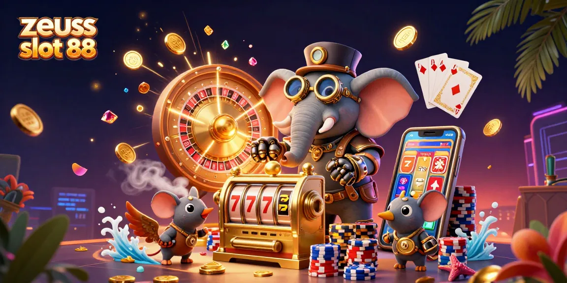 Experience thrilling wins with zeus slot 88 in this vibrant 3D casino illustration!